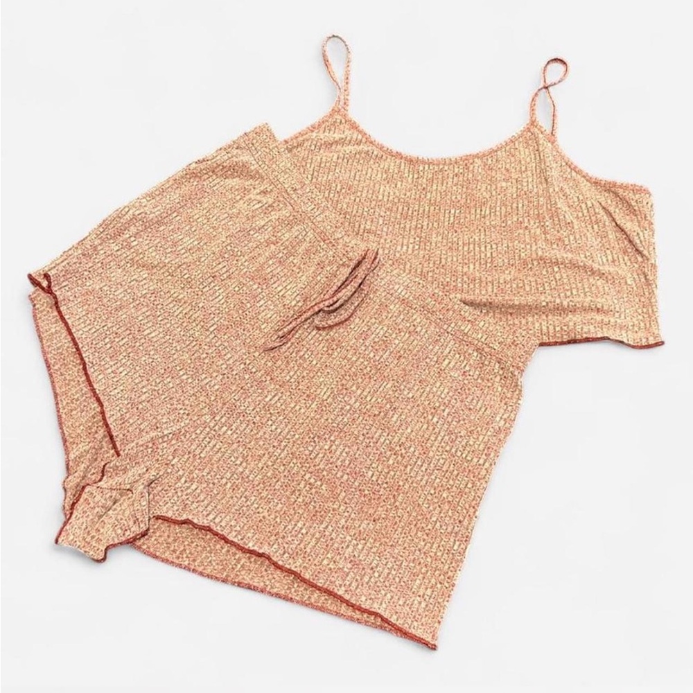 Cozy Knit Lounge Set in Peach